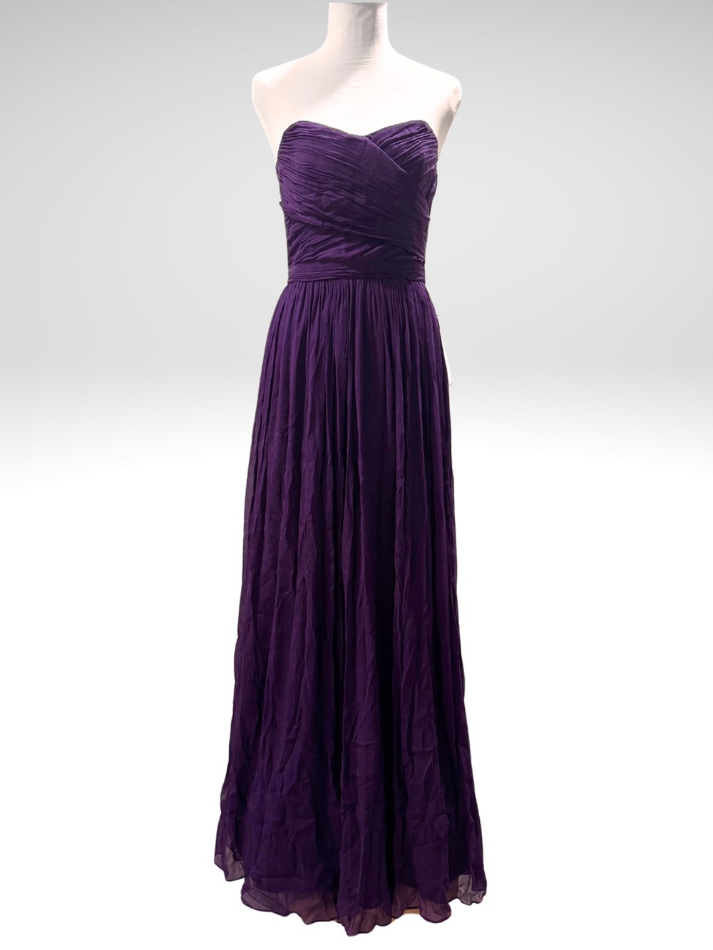 NWT 2012 J.Crew Arabelle Strapless Silk Chiffon Maxi Gown - Dark Purple - Size 4